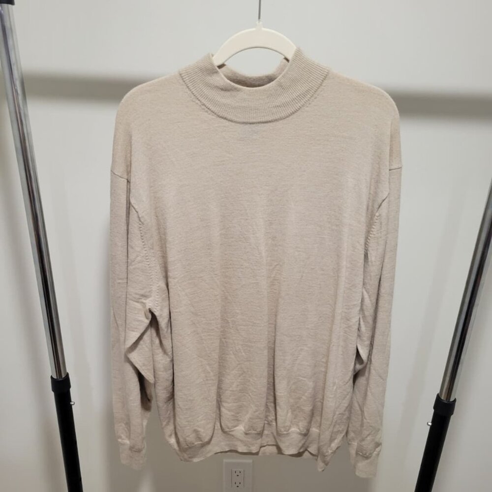 Beige Long‑Sleeve Knit Sweater